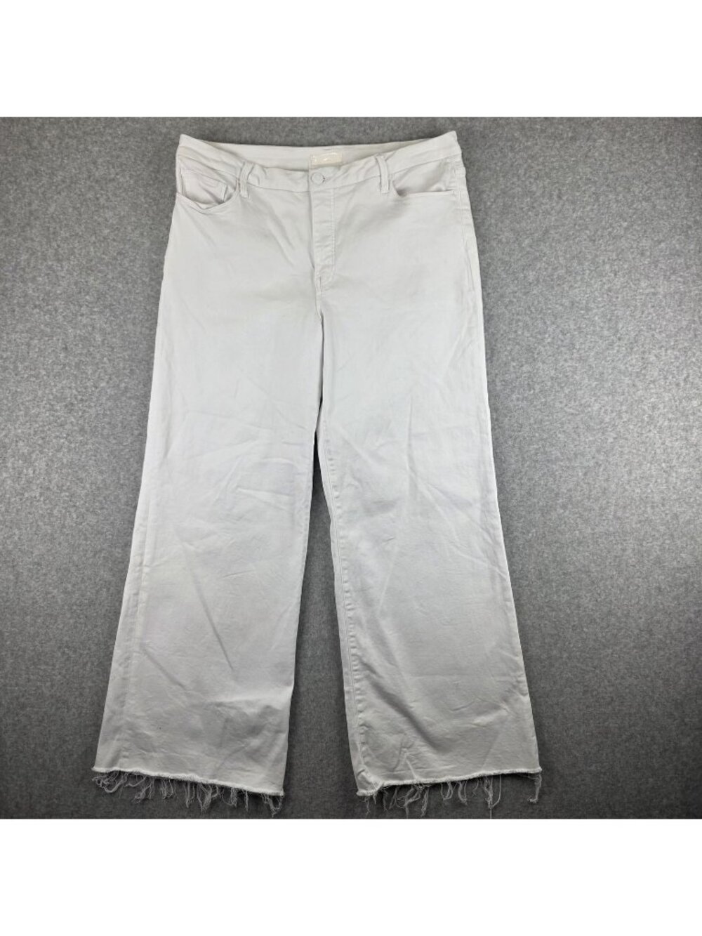 KUT From The Kloth Meg Jeans Womens 16 White Fab Ab High Rise Wide Leg Fringe